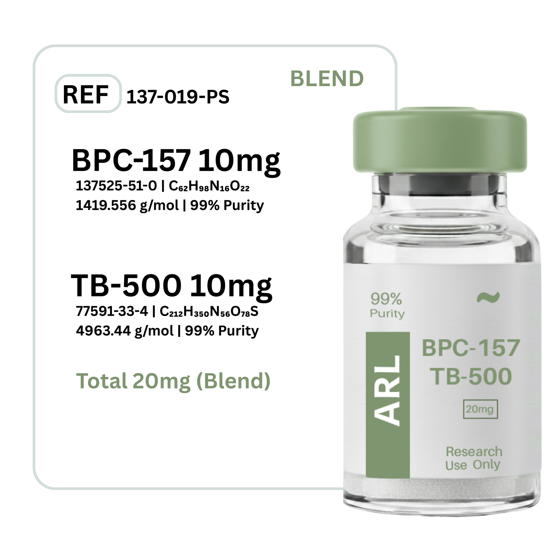 bpc-157 & tb-500 20mg blend / Blend: Benefits, Mechanism Research Guide BPC-157 (10 mg) + TB-500